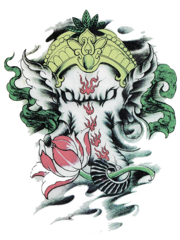 Angry Lotus Elephant God - Tatouage Ephémère - Tattoo Forest