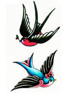 Birds with Flowers and Ribbon Barrette - Tatouage Ephémère - Tattoo Forest