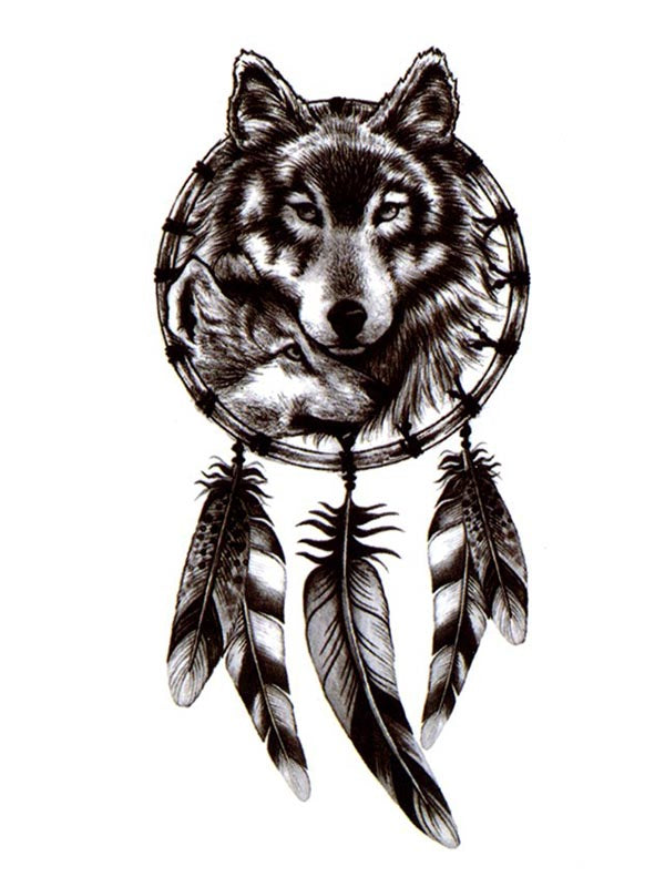 Black Wolf Dreamcatcher - Tattoo Forest