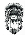 Black and White Indian Girl 1 - Tatouage Ephémère - Tattoo Forest