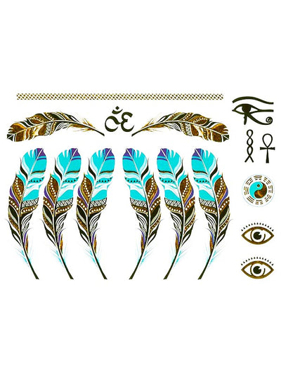 Blue Indian Feather - Tattoo Forest