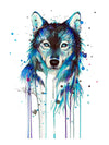 Blue Watercolor Wolf - Tatouage Ephémère - Tattoo Forest