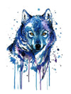 Blue Watercolor Wolf 1 - Tattoo Forest