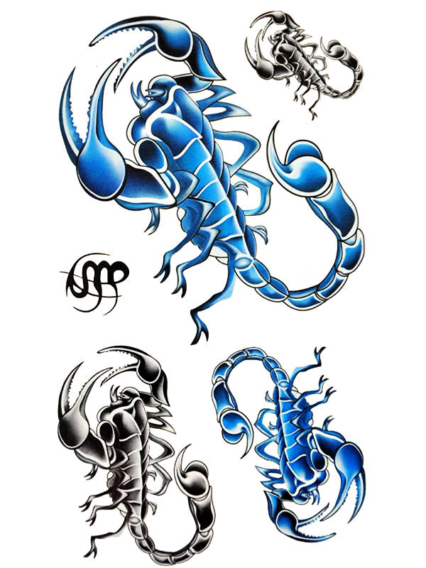 Blue and Black Scorpions - Tatouage Ephémère - Tattoo Forest