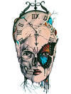 Butterfly Clock Skull Lady - Tatouage Ephémère - Tattoo Forest