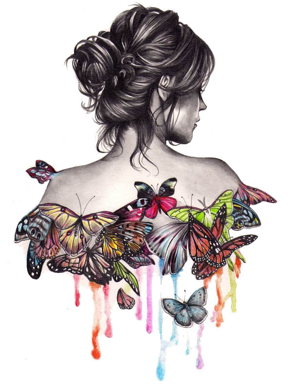 Butterfly Girl - Tatouage Ephémère - Tattoo Forest