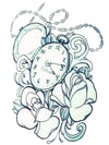 Clock, Pearls and Flowers - Tatouage Ephémère - Tattoo Forest