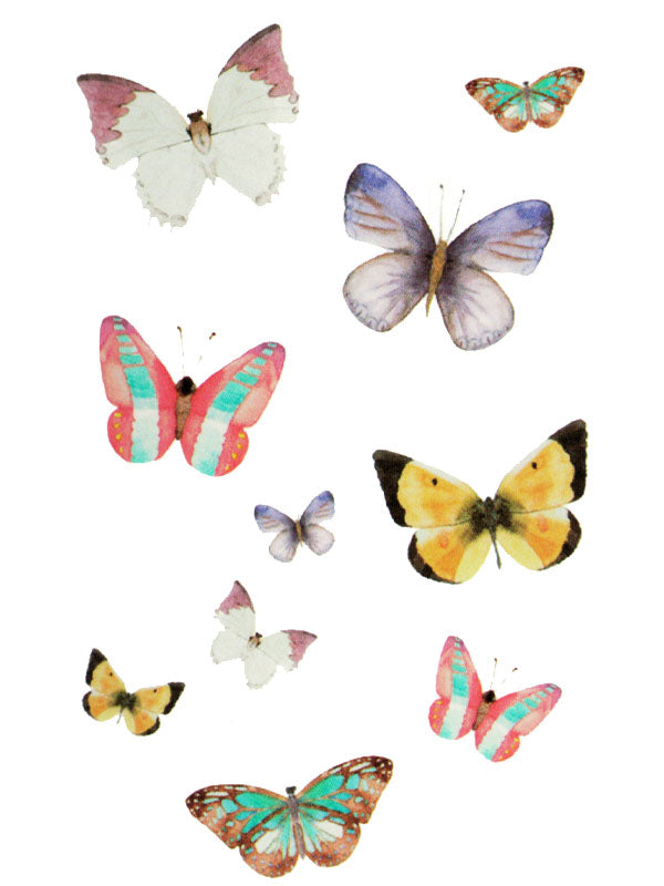 Collection of Colorful Butterflies - Tatouage Ephémère - Tattoo Forest