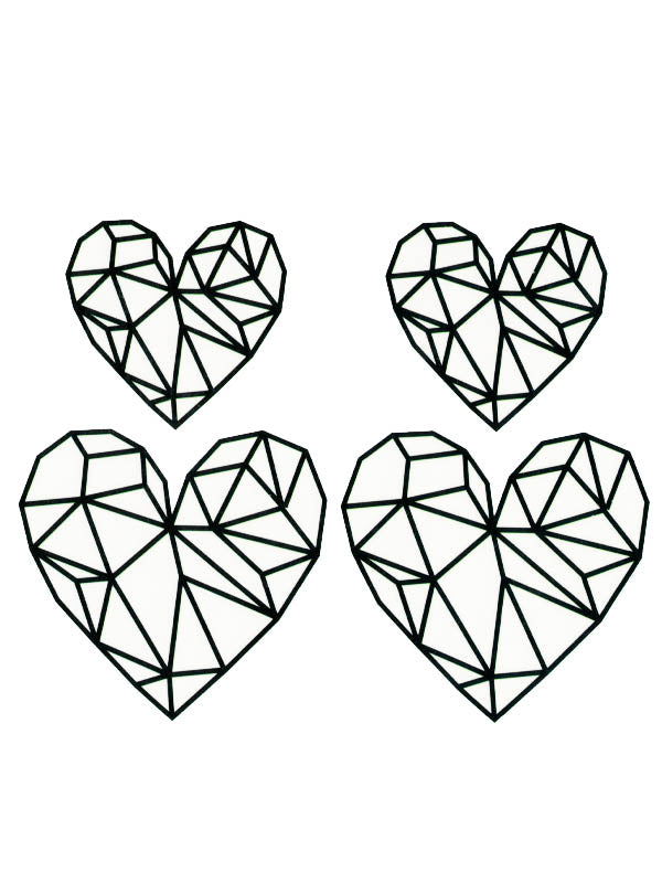 Cubic Hearts - Tatouage Ephémère - Tattoo Forest
