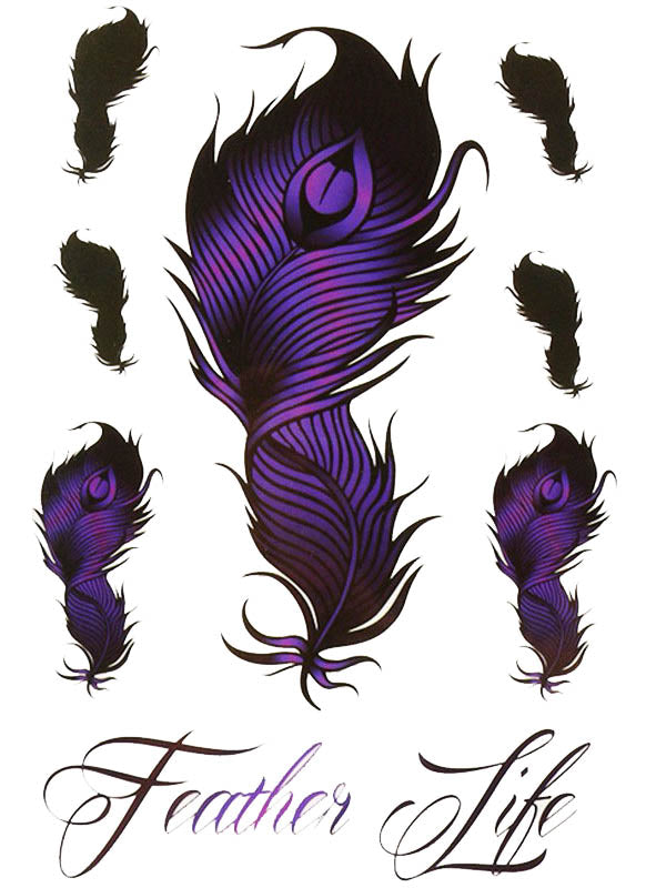 Dark Purple Feathers - Tatouage Ephémère - Tattoo Forest