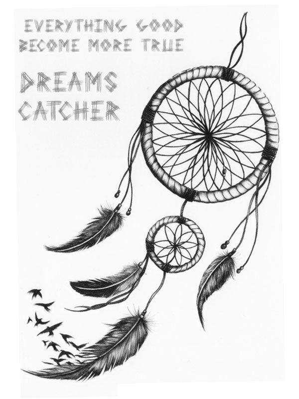 Dreamcatcher with Feathers and Birds - Tatouage Ephémère - Tattoo Forest
