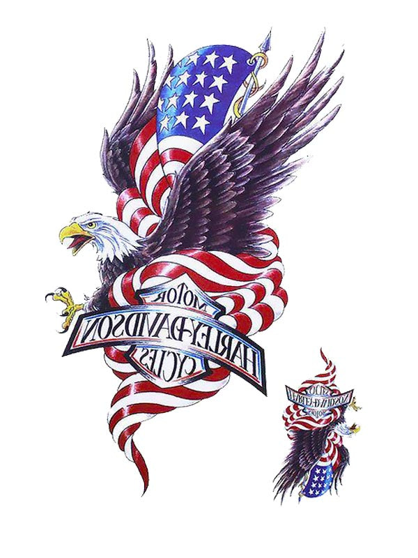 Bald Eagle Draped in the US Flag - Tatouage Ephémère - Tattoo Forest