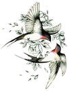 Fighting Birds - Tatouage Ephémère - Tattoo Forest