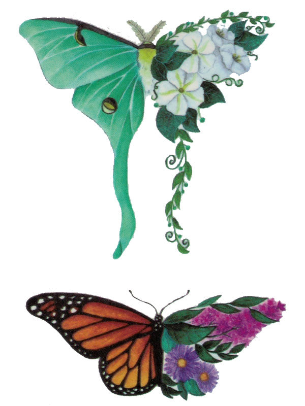 Flowered Butterflies - Tatouage Ephémère - Tattoo Forest