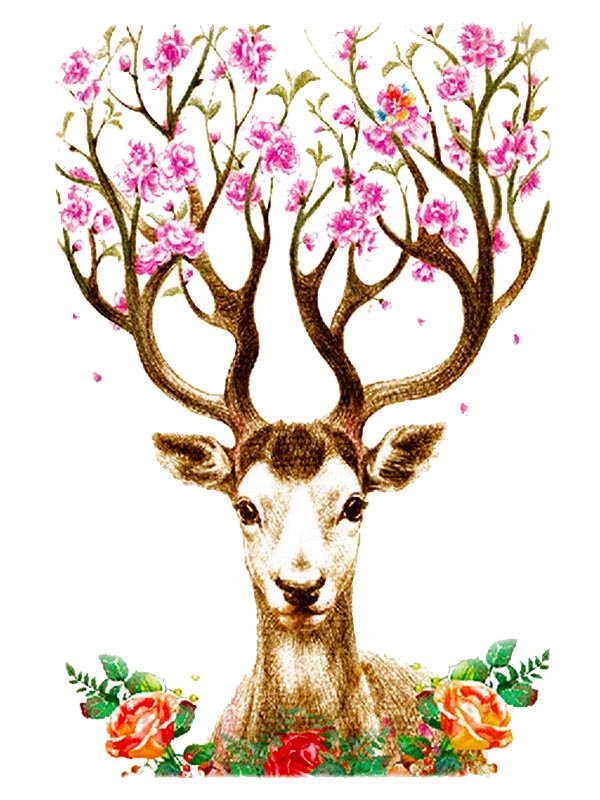 Flowered Deer - Tattoo Forest