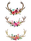 Flowered Stag Antlers - Tatouage Ephémère - Tattoo Forest