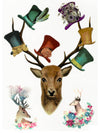 Flowered Topper Hats and Deers - Tatouage Ephémère - Tattoo Forest