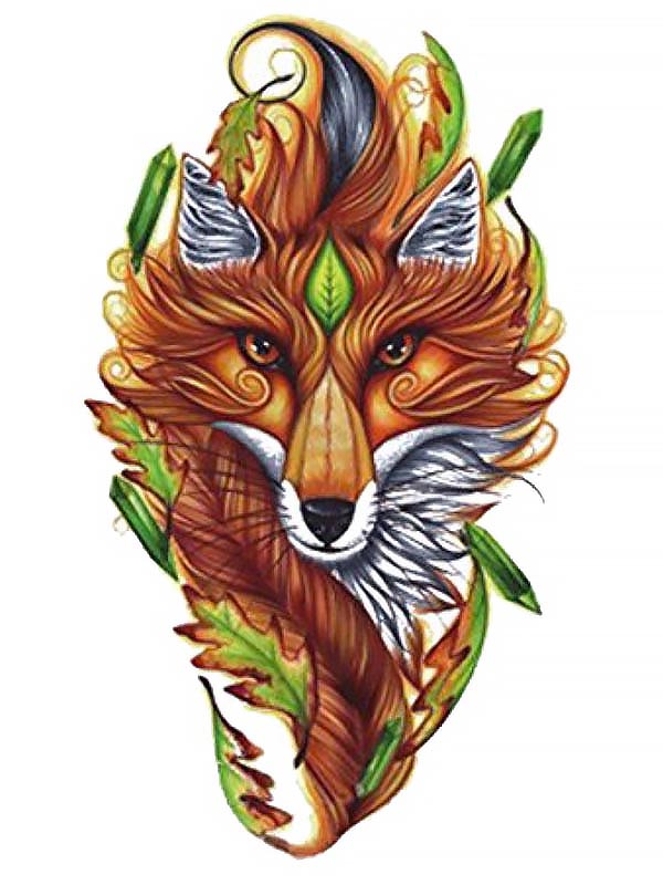 Fox Hidden in the Bushes - Tatouage Ephémère - Tattoo Forest