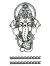 Ganesha's Head and Broken Tusk - Tatouage Ephémère - Tattoo Forest