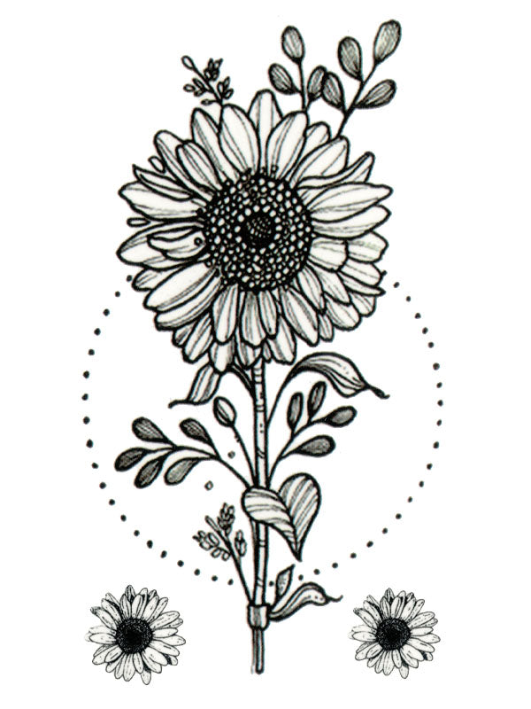 Geometric Sunflowers - Tatouage Ephémère - Tattoo Forest