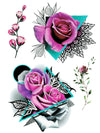 Geometric Triangle Pink Roses - Tatouage Ephémère - Tattoo Forest