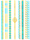Gold and Blue Leaf Bracelets - Tatouage Ephémère - Tattoo Forest