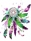 Green and Purple Feathers Dreamcatcher - Tattoo Forest
