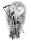 Grim Reaper and Full Moon - Tatouage Ephémère - Tattoo Forest