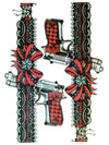 Gun Garter and Blue Star Red Ribbon - Tatouage Ephémère - Tattoo Forest