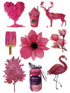 Pink Heart, Deer, Milkshake, Icecream, Flowers, Macaroons and Pink Flamingo - Tatouage Ephémère - Tattoo Forest