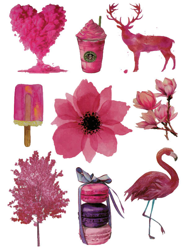 Pink Heart, Deer, Milkshake, Icecream, Flowers, Macaroons and Pink Flamingo - Tatouage Ephémère - Tattoo Forest