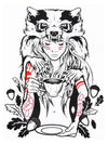 Indian Wolf Girl - Tatouage Ephémère - Tattoo Forest
