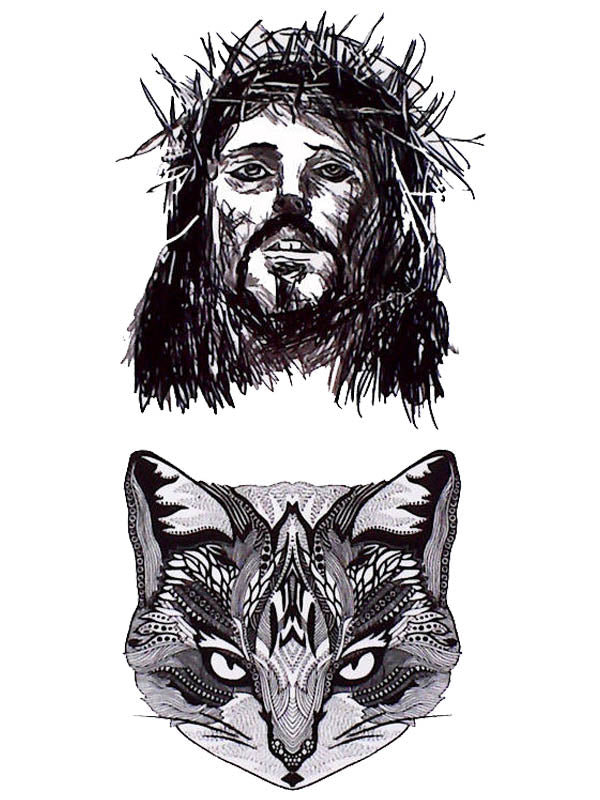 Jesus Christ and Cat - Tatouage Ephémère - Tattoo Forest