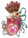 King Heart Organ, Green Pearl Necklace and Ruby - Tatouage Ephémère - Tattoo Forest