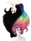 Ladies with Starred Night Hair and Rainbow Hair - Tatouage Ephémère - Tattoo Forest