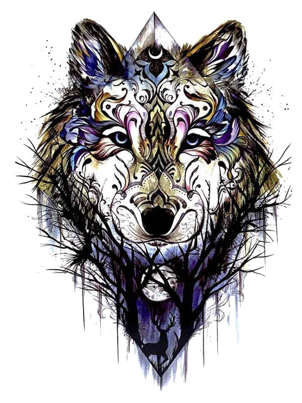 Magic Wolf in the Moonlight 1 - Tatouage Ephémère - Tattoo Forest