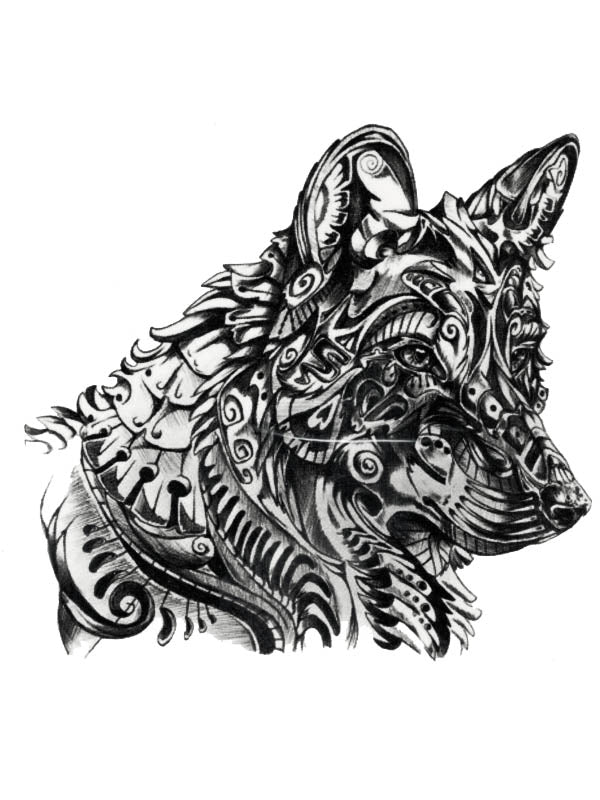 Mechanical Wolf - Tatouage Ephémère - Tattoo Forest