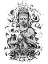 Meditating Buddha & Lotus - Tatouage Ephémère - Tattoo Forest