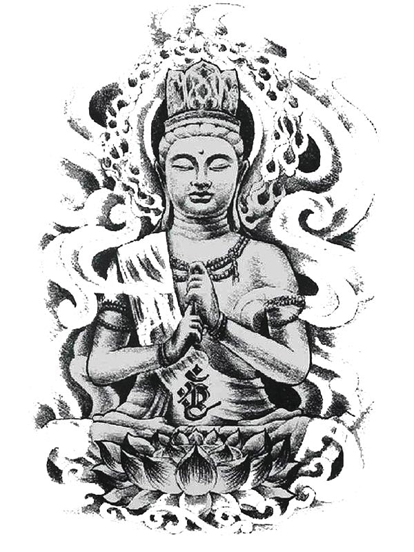 Meditating Buddha & Lotus - Tatouage Ephémère - Tattoo Forest