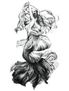 Mermaid Combing Her Long Hair - Tatouage Ephémère - Tattoo Forest