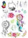 Moon Dreamcatcher, Flowers and Butterflies - Tatouage Ephémère - Tattoo Forest