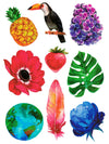 Pineapple, Toucan, Flowers, Strawberry, Earth, Philodendron and Feather - Tatouage Ephémère - Tattoo Forest