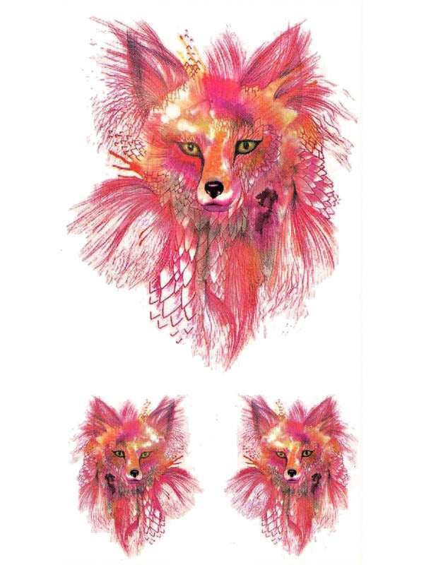 Pink Birdy Fox - Tatouage Ephémère - Tattoo Forest