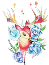Pink Doe and Flowers - Tatouage Ephémère - Tattoo Forest