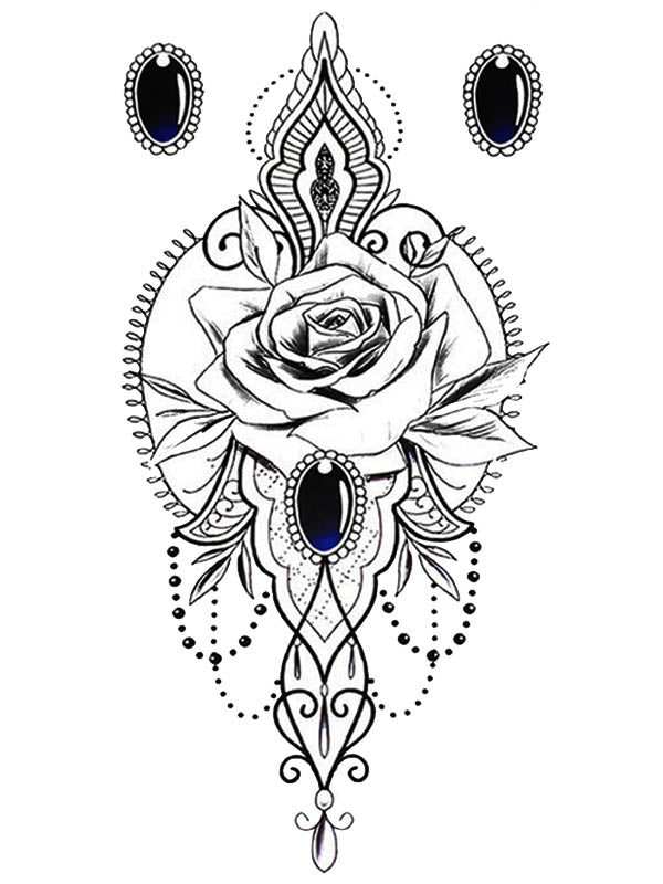 Sapphire Rose Sternum - Tatouage Ephémère - Tattoo Forest