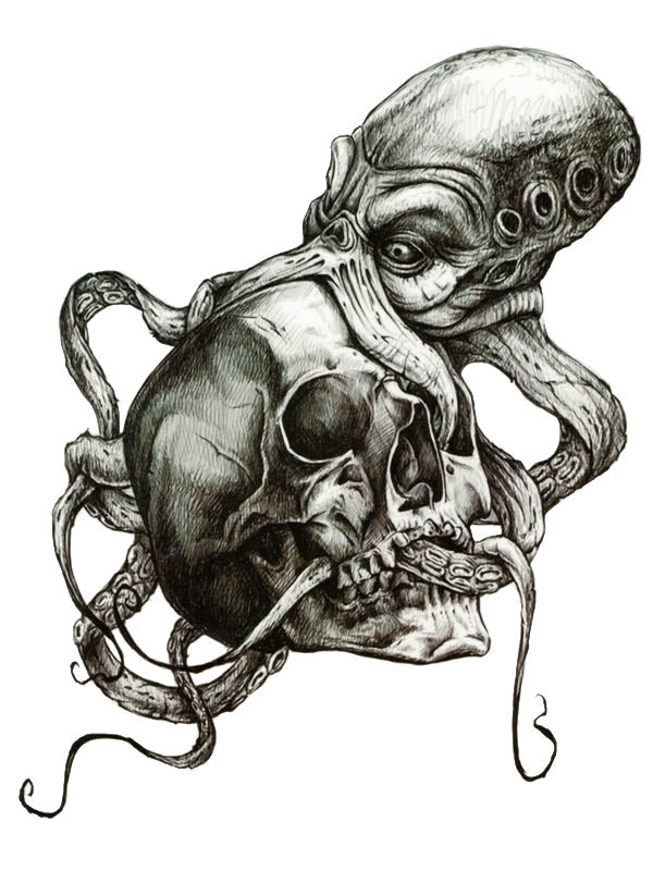 Skull and Octopus - Tatouage Ephémère - Tattoo Forest