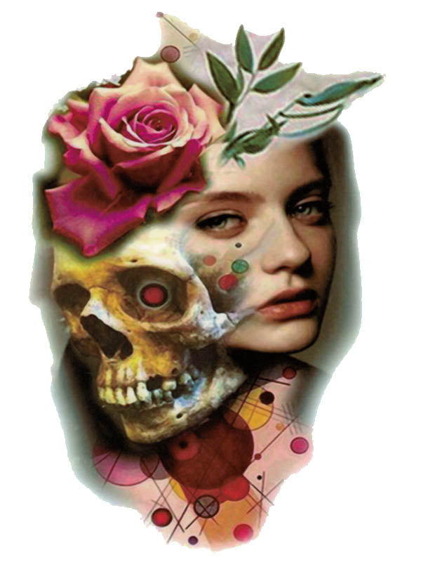 Skull and Rose Lady - Tatouage Ephémère - Tattoo Forest