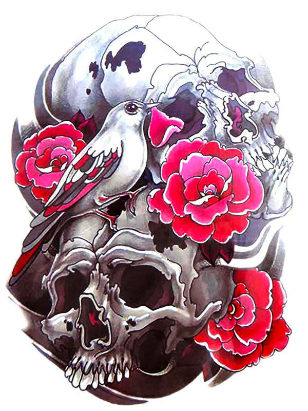 Skulls, Bird and Roses