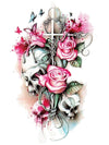 Skulls, Cross, Red Roses and Butterflies
