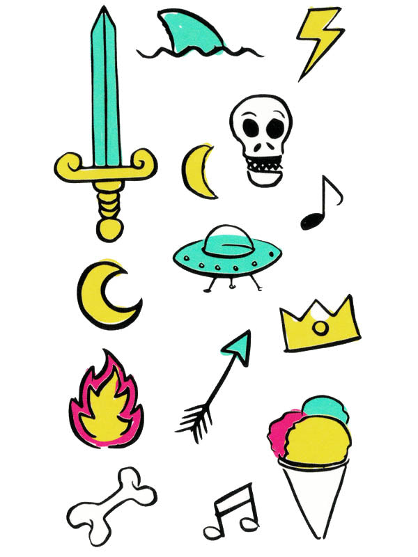 Sword, Shark Fin, Lightning, UFO, Bone, Fire and Cornet with 3 Scoops